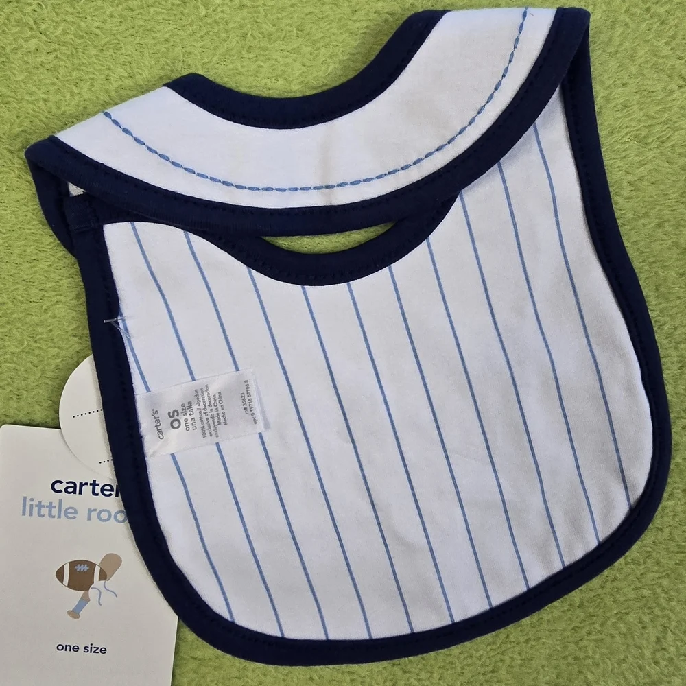 NWT 0-12M BABY BOYS SPORTS BIB Red White & Blue LITTLE ROOKIE (Q6)